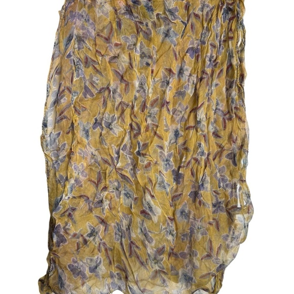 4/$25 Putumayo Rayon Semi-Sheer Floral Scarf Yellow Blue Flowers - Picture 4 of 11